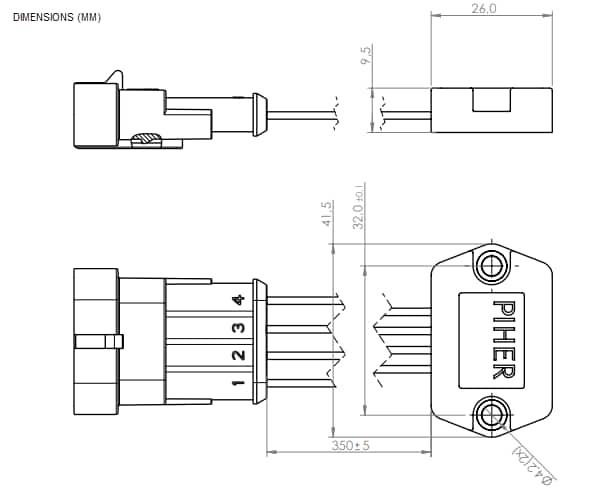 機械図面 - Amphenol Piher TSDA傾斜センサ
